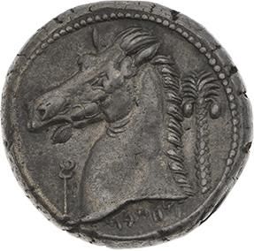 null ZEUGITANE 
Carthage
Tétradrachme. Lilyhée (395-300 av. J.-C.). 16,74 g. Tête...