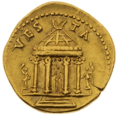 null TITUS (79-81) 
Auréus (73). Rome. 7,38 g. Sa tête laurée à droite. R/ La statue...