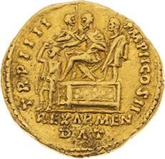 null LUCIUS VÉRUS (161-169) 
Auréus (164). Rome. 7,23 g. Son buste lauré et cuirassé...