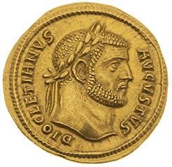 null DIOCLÉTIEN (284-305) 
Auréus (291). Cyzique. 5,46 g. Sa tête laurée à droite....