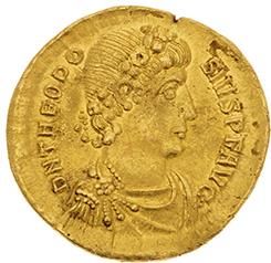 null THÉODOSE Ier (379-395) 
Solidus (382-383). Constantinople. 4,48 g. Son buste...