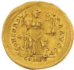 null THÉODOSE II (402-450) 
Solidus (408-420). Constantinople. 4,46 g. Son buste...