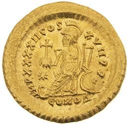 null VALENTINIEN III (425-455) 
Solidus (441-450). Constantinople. 4,49 g. Son buste...
