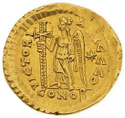 null LEON (457-474) 
Solidus. Constantinople. 4,48 g. Son buste armé et cuirassé...