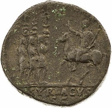 null HADRIEN (117-138) 
Sesterce. Son buste nu et drapé à droite. R/ Hadrien à cheval,...