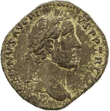 null ANTONIN le Pieux (138-131) 
Sesterce. Rome (159. Sa tête laurée à droite. R/...