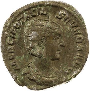 null TACILIE, épouse de Philippe Ier 
Sesterce. Rome (244-245). Son buste diadémé...