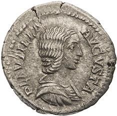 null PLAUTILLE, épouse de Caracalla (212) 
 Denier. Son buste à droite. R/ Vénus...