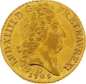 null LOUIS XIV (1643-1715)
Louis d'or au soleil. 1709. Lyon. D. 1449. TTB à supe...