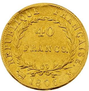 null PREMIER EMPIRE (1804-1814)
40 francs or, tête nue. 1806. Toulouse (très peu...