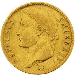 null PREMIER EMPIRE (1804-1814)
20 francs or, tête laurée, revers Empire. 1810. La...