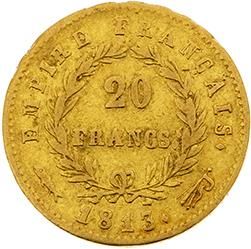 null PREMIER EMPIRE (1804-1814)
20 francs or, tête laurée, revers Empire. 1813. Utrecht....