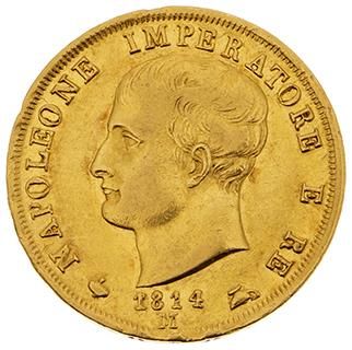 null Royaume d'Italie : Napoléon (1805-1814) 
40 lire or, 2e type. 1814. Milan. L.M.N....