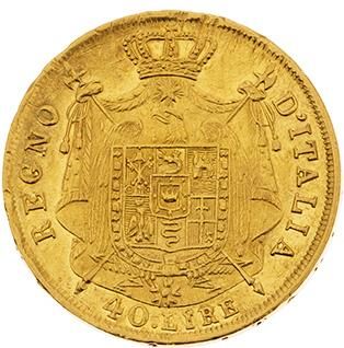 null Royaume d'Italie : Napoléon (1805-1814) 
40 lire or, 2e type. 1814. Milan. L.M.N....