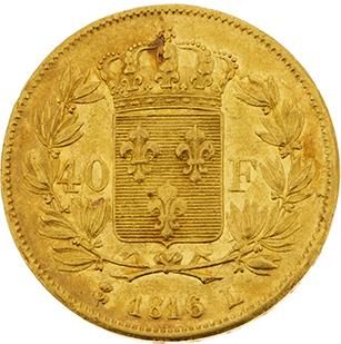 null LOUIS XVIII (1815-1824) 
40 francs or. 1816. Bayonne (3300 ex.). G. 1092. TTB...