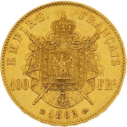 null SECOND EMPIRE (1852-1870) 
100 francs or Napoléon III, tête laurée. 1862. Strasbourg...