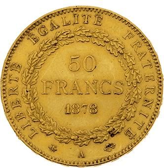 null TROISIÈME RÉPUBLIQUE (1871-1940) 
50 francs or, type Génie. 1878. Paris. G....