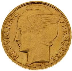 null TROISIÈME RÉPUBLIQUE (1871-1940) 
100 francs or, type Bazor. 1936. G. 1148....