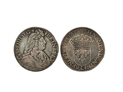 null LOUIS XIV (1643-1715)
Écu à la cravate. 1680. Bayonne. D. 1493. TTB. 