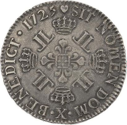 null LOUIS XV (1715-1774)
Écu aux huit L. 1725. Amiens. D. 1670. TTB à superbe