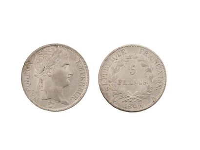 null PREMIER EMPIRE (1804-1814)
5 francs, tête laurée, revers République. 1808. Paris....