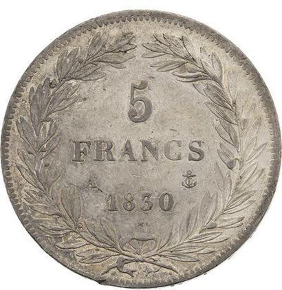 null LOUIS PHILIPPE (1830-1848)
5 francs, tête nue. 1830. Paris. G. 676. Tranche...