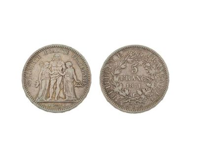 null GOUVERNEMENT de DÉFENSE NATIONALE (1870-1871) 
5 francs, type Hercule. 1871....