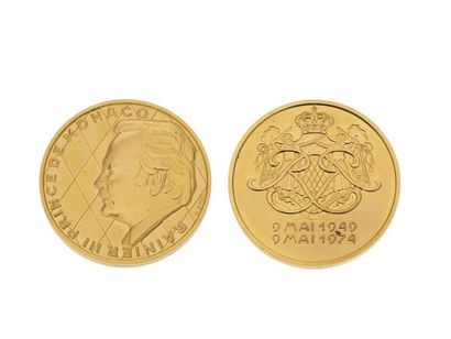 null Médaille en or. 63,80 g. 25 ans de règne de Rainier III, Prince de Monaco