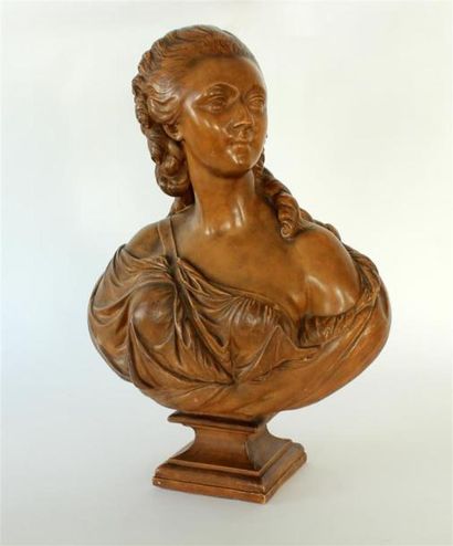 null D'APRÈS AUGUSTIN PAJOU (1730-1809)
Buste de la comtesse du Barry
Terre cuite...