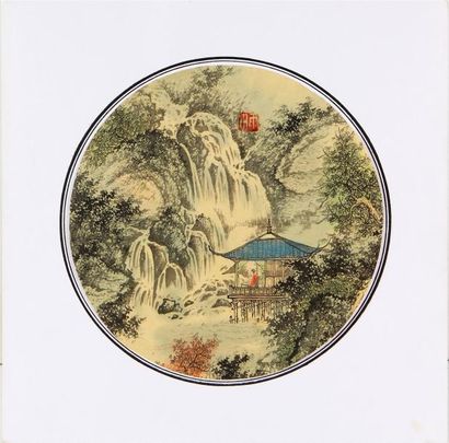 null ÉCOLE CHINOISE DU XXe SIÈCLE
Paysage lacustre et montagne
Encre et couleurs...