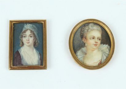 null ÉCOLE FRANÇAISE VERS 1800 ET DU XIXe SIÈCLE
Portraits de jeune fille
Deux miniatures,...