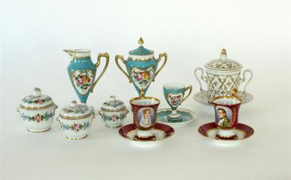 null Lot de PORCELAINES dont tasses et sous-tasses à décor de Napoléon et Joséphine,...