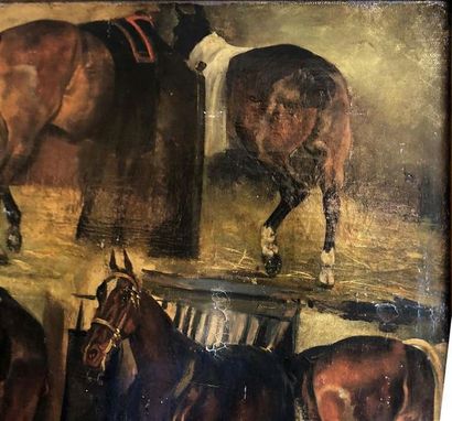 null ATTRIBUÉ À ALEXANDRE DUBUISSON (1805-1870)
Étude de chevaux
Toile marouflée,...