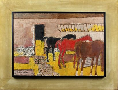 null ANDRÉ BRASILIER (né en 1929)
Chevaux à l'écurie
Huile sur toile, signée en bas...