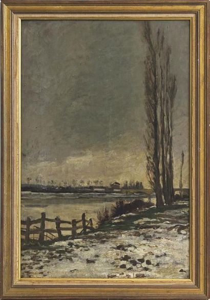 null CHARLES FRANCOIS DAUBIGNY (1817-1878)
Berge aux peupliers en hiver
Huile sur...