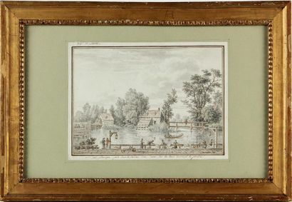 null TAVERNIER DE JUNQUIERES (1742-?)
Deux vues d'une blanchisserie de linon, appelée...