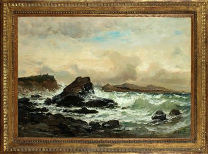 null JEAN-BAPTISTE OLIVE (1848-1936)
Mer agitée
Huile sur toile, signée en bas à...