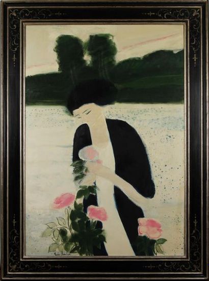 null ANDRÉ BRASILIER (NÉ EN 1929)
Chantal à l'étang (ou roses de l'étang)
Huile sur...