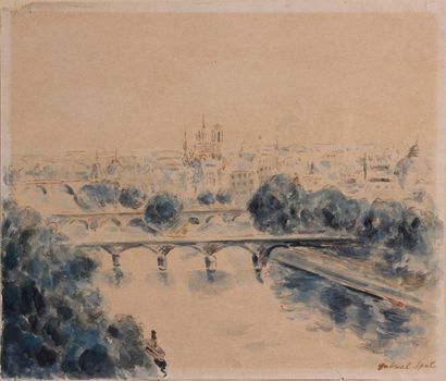 null GABRIEL SPAT (1890-1967)
Paris, la Seine
Aquarelle, signée en bas à droite
Haut....