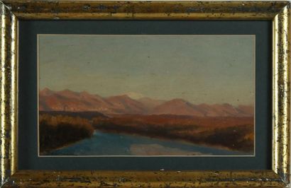 ACHILLE VERTUNNI (1826-1897) Vue d'un lac...