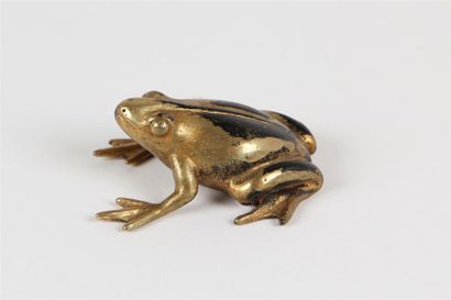 null PRESSE-PAPIER en bronze patiné et doré représentant une grenouille
Chine
Long....