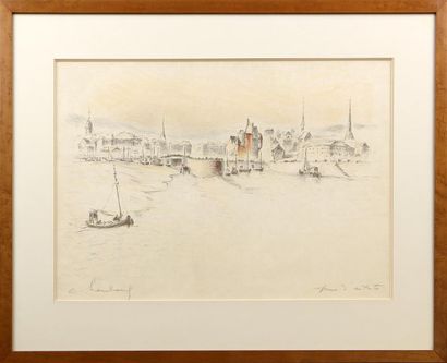 ANDRÉ HAMBOURG (1909-1999) Le port Lithographie...
