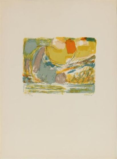 null CHAFIK ABBOUD (1926-2004)
Composition abstraite jaune et vert olive
Lithographie,...