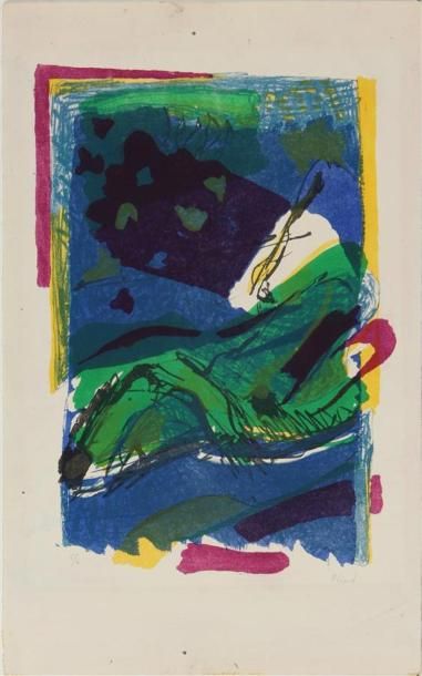 null CHAFIK ABBOUD (1926-2004)
Composition abstraite bleue, verte et mauve
Lithographie,...
