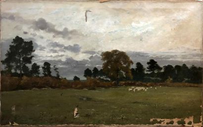 null LOUIS ALEXANDRE CABIE (1854-1939)
Paysage des landes animé d'un troupeau de...