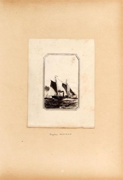 null EUGENE MORAND (1855-1930)
Deux dessins et deux autres
Navire à vapeur - encre,...