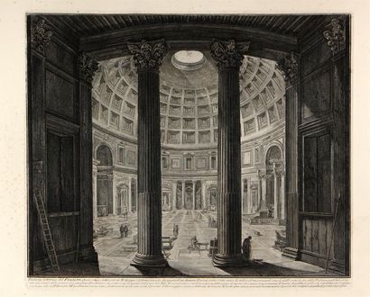 null Ensemble de LITHOGRAPHIES dont Piranese (intérieur du Panthéon), Cormon, Watteau,...