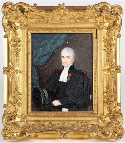 null ÉCOLE FRANCAISE DU XIXe SIÈCLE
Portrait d'un magistrat
Miniature rectangulaire
Haut....