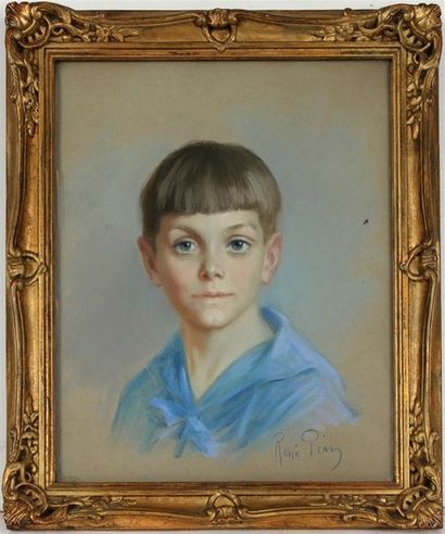 null RENÉ PÉAN (1875-1945)
Portrait d'un frère et d'une soeur
Deux pastels, signés...