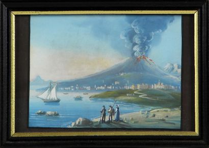 null ÉCOLE NAPOLITAINE
Paysages animés avec la baie de Naples et le Vésuve
Quatre...